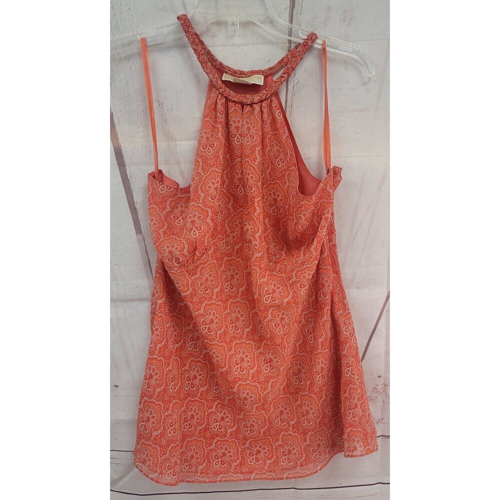 MICHAEL Michael Kors Orange Halter Blouse Size 12 Sleeveless Keyhole Top - Picture 2 of 8
